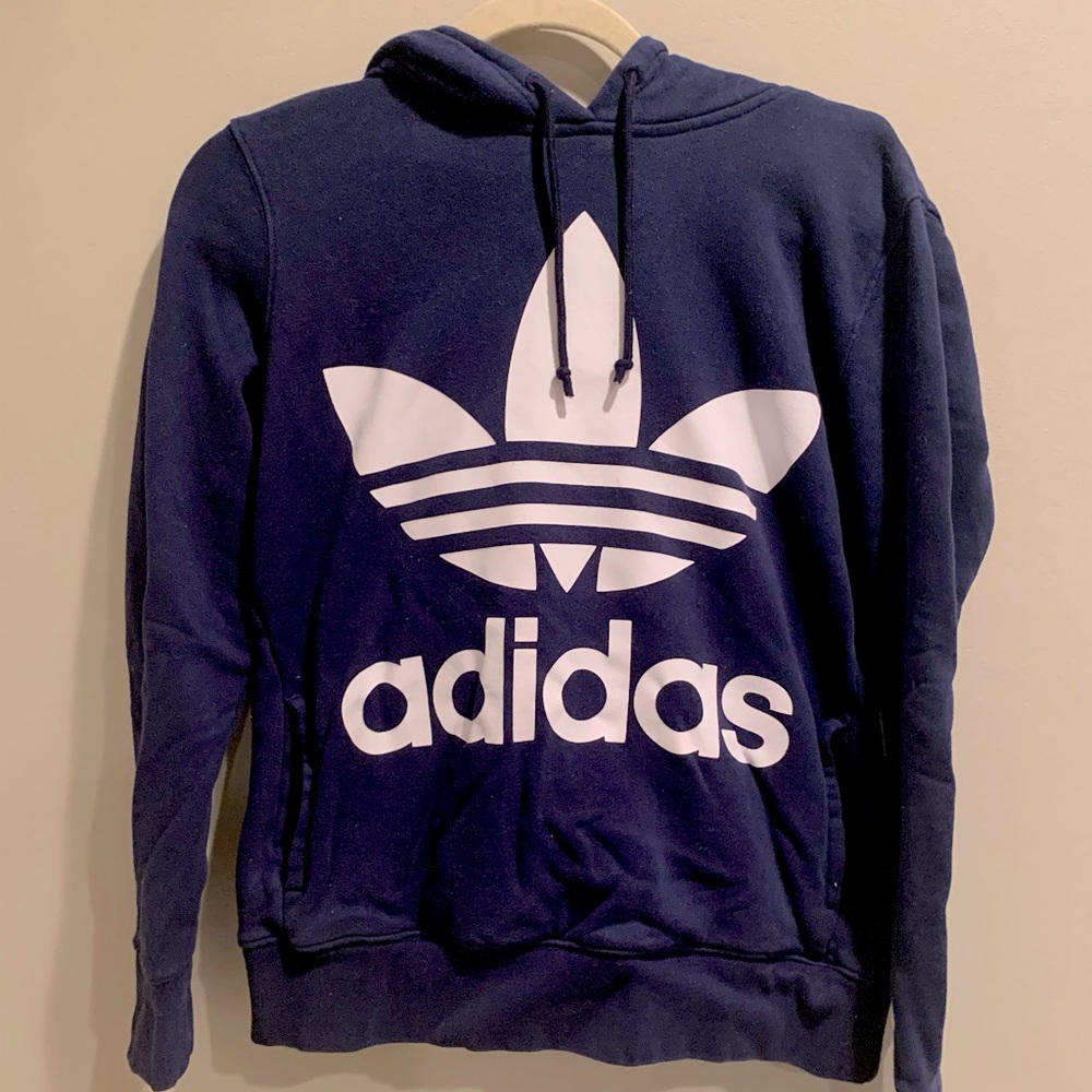 Adidas navy logo hoodie